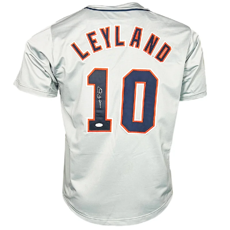 Jim Leyland Signed Detroit Grey Button Up Baseball Jersey (JSA)