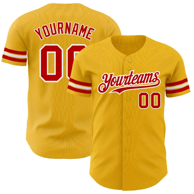 Custom Gold Red-White Authentic Baseball Jersey