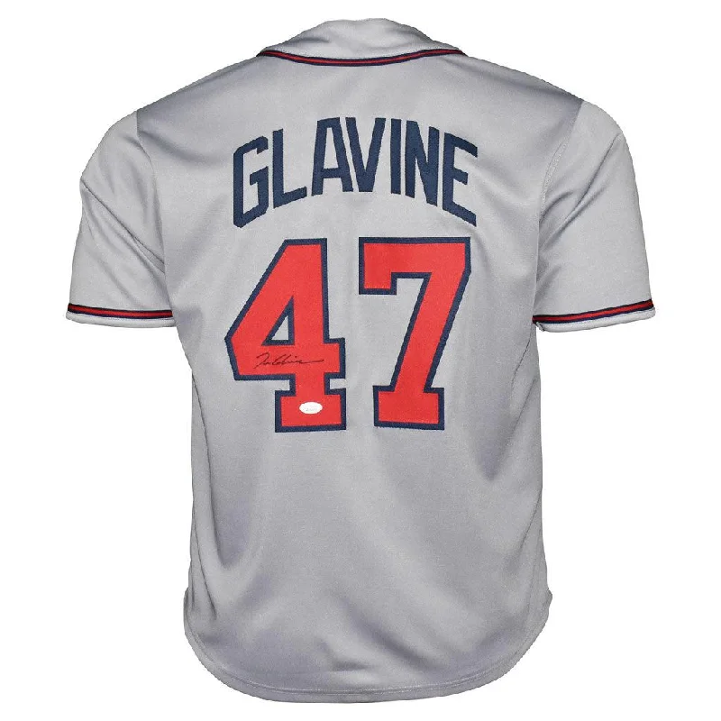 Tom Glavine Signed Black Ink Atlanta Grey Baseball Jersey (JSA)