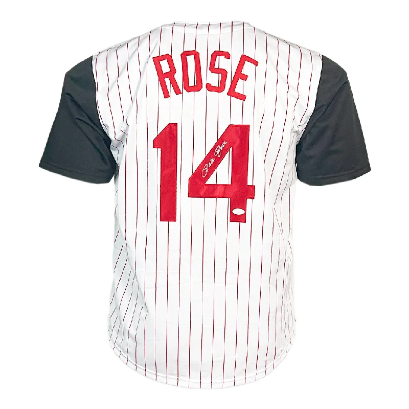 Pete Rose Signed Cincinnati Pinstripe Baseball Jersey (JSA)