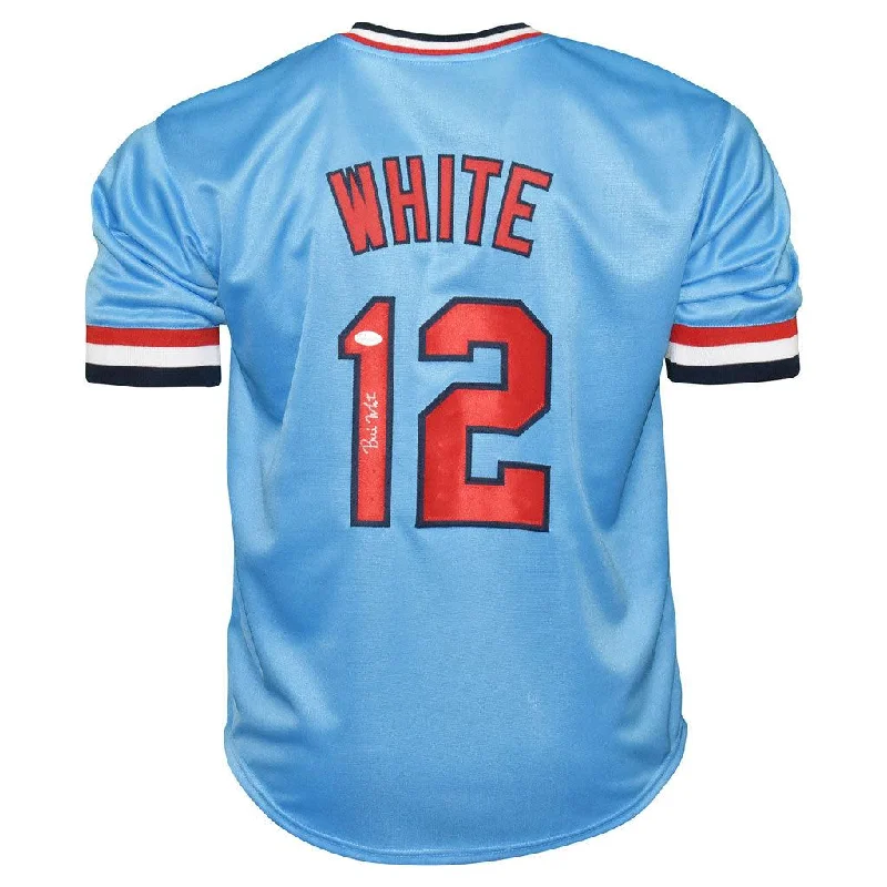 Bill White Signed St Louis Light Blue Baseball Jersey (JSA)