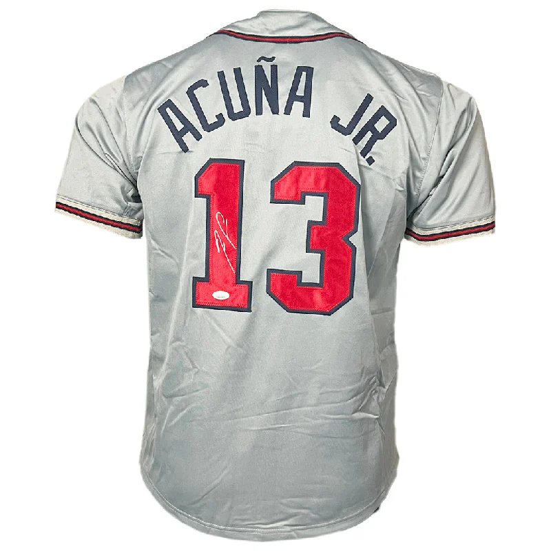 Ronald Acuna Jr Signed Atlanta Grey Baseball Jersey (JSA)