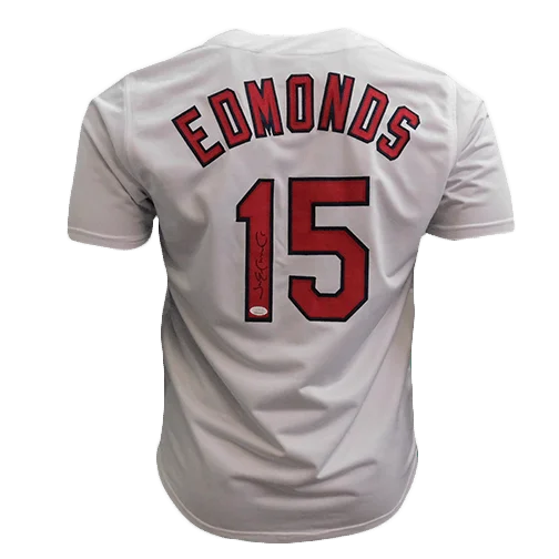 Jim Edmonds Autographed St. Louis Pro Style Baseball Jersey White (JSA)