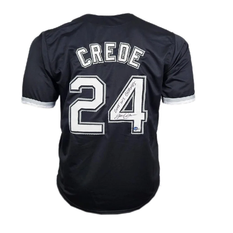 Joe Crede Signed 2005 WS Champs Inscription Chicago Black Baseball Jersey (Beckett)