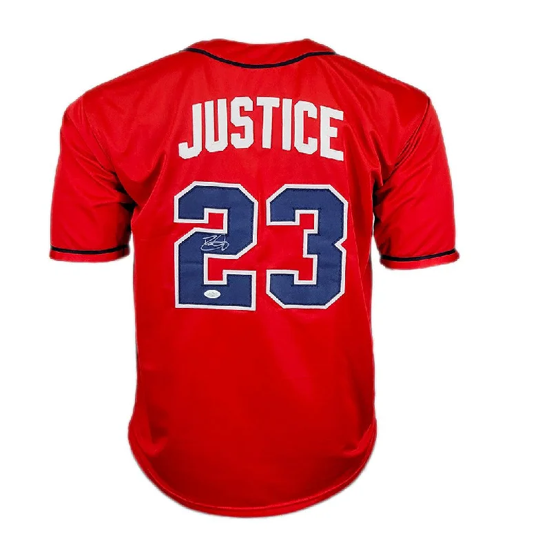 David Justice Signed Atlanta Red Baseball Jersey (JSA)