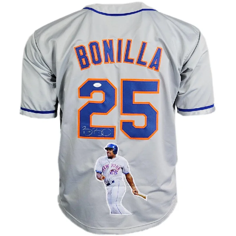 Bobby Bonilla Signed New York Grey Decal Baseball Jersey (JSA)