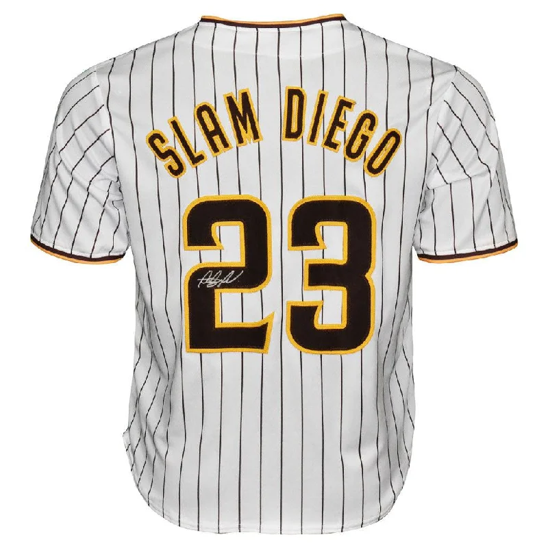 Fernando Tatis Jr Signed San Diego White Pinstripe Slam Diego Baseball Jersey (JSA)