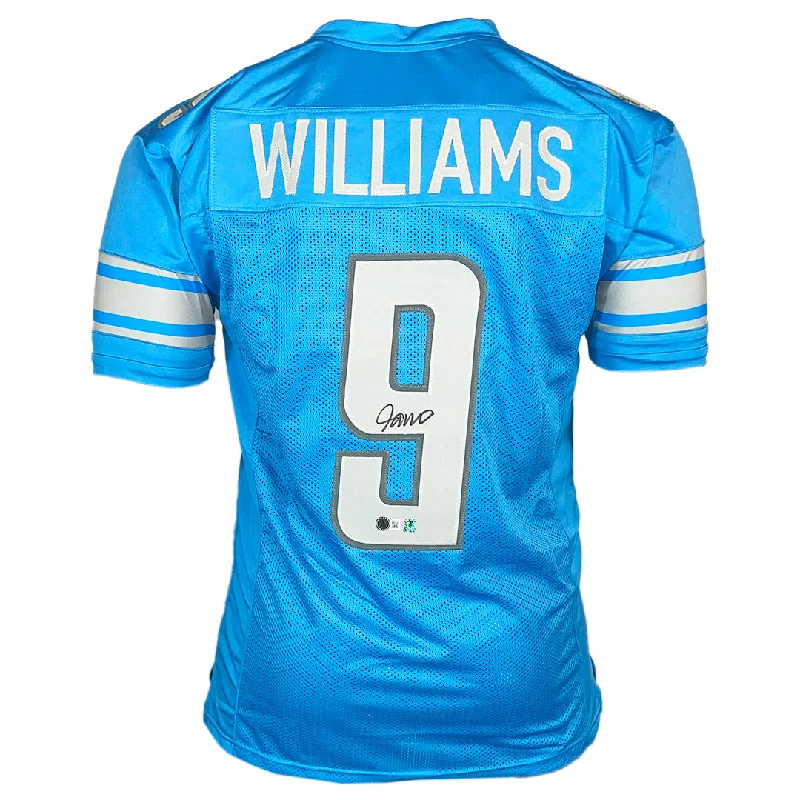 Jameson Williams Signed Detroit Light Blue Football Jersey (Beckett)