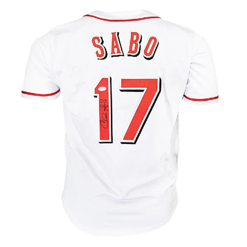 Chris Sabo Signed Cincinnati White Current Baseball Jersey (JSA)