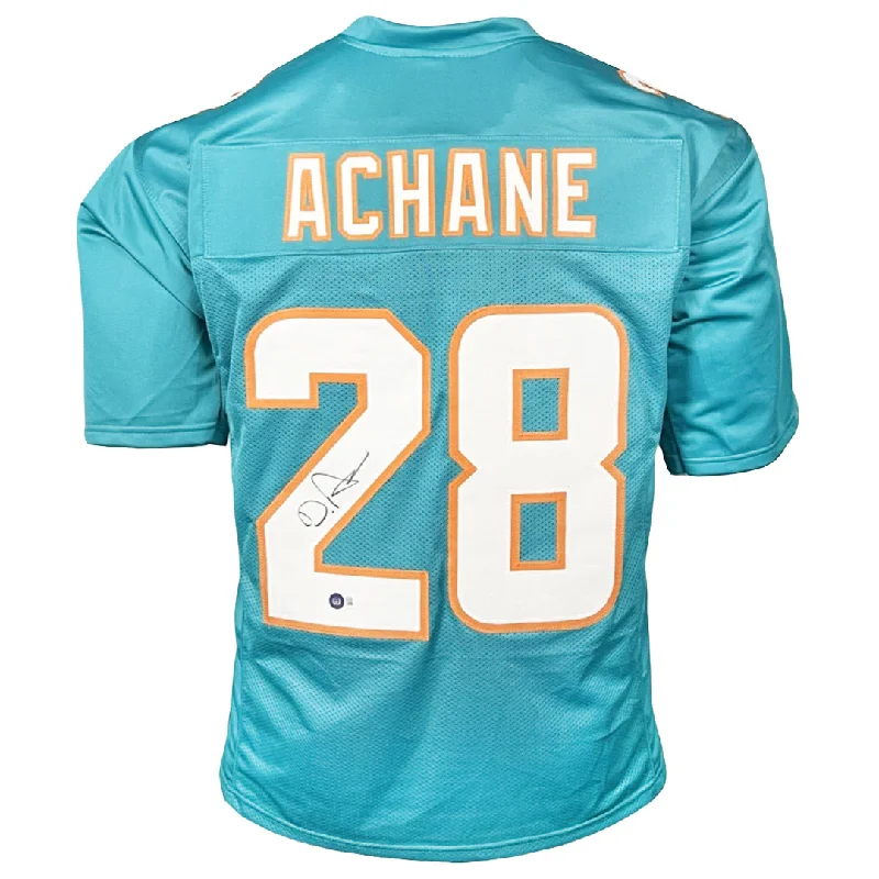 De'Von Achane Signed Miami Teal Football Jersey (Beckett)