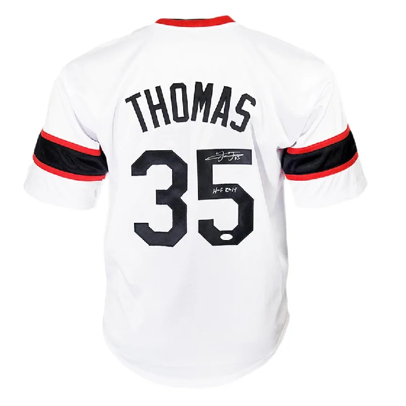 Frank Thomas Signed HOF 2014 Inscription Chicago White Throwback Baseball Jersey (JSA)