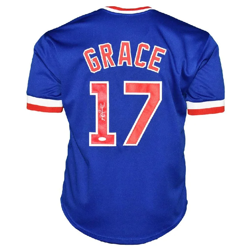 Mark Grace Signed Chicago Blue Baseball Jersey (JSA)