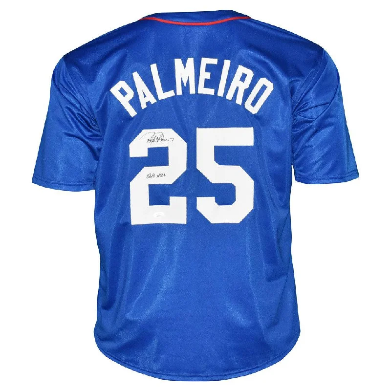 Rafael Palmeiro Signed 569 HRs Inscription Texas Blue Baseball Jersey (JSA)