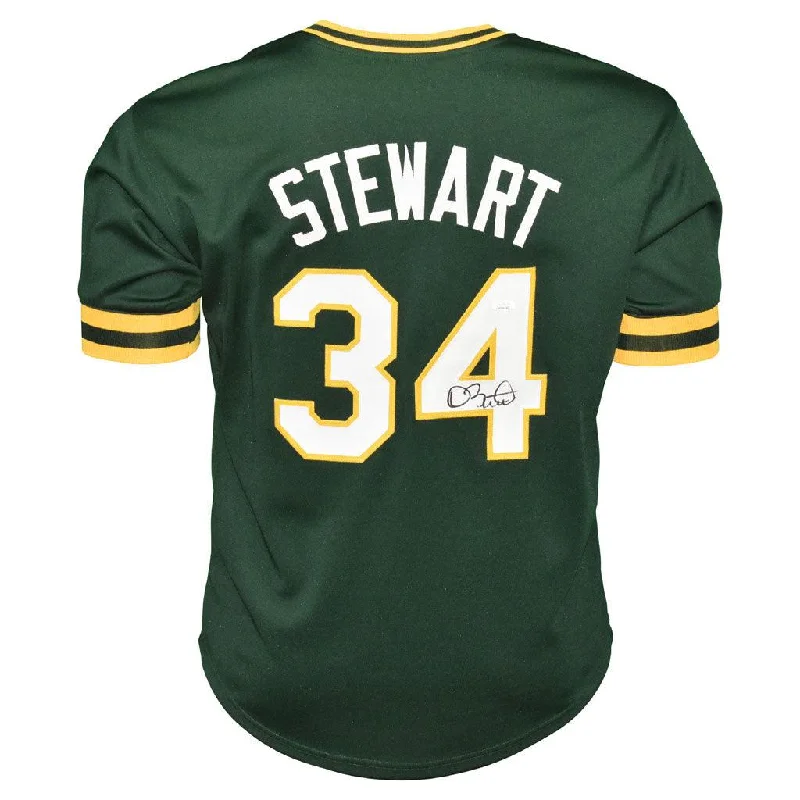 Dave Stewart Signed Oakland Green Baseball Jersey (JSA)