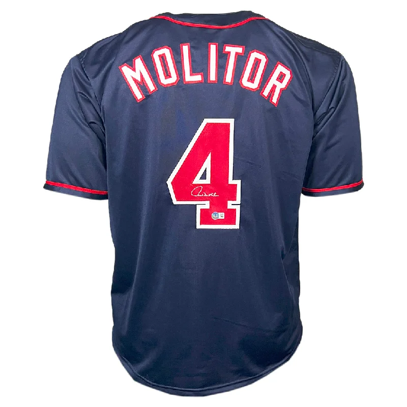 Paul Molitor Signed Minnesota Navy Baseball Jersey (Beckett)