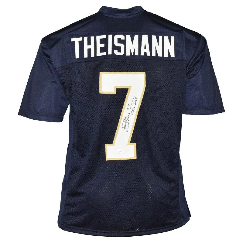 Joe Theismann Signed College CHOF 2003 Inscription Notre Dame College Blue Football Jersey (JSA)