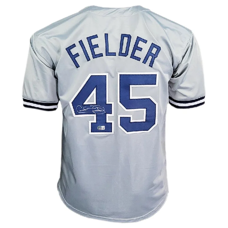 Cecil Fielder Signed New York Grey Baseball Jersey (JSA)