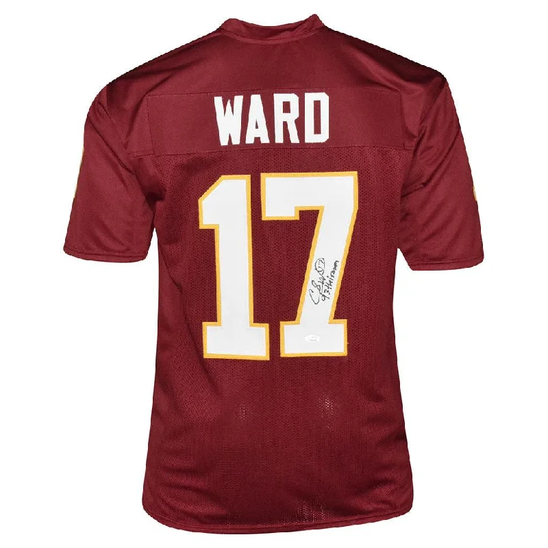 Charlie Ward Signed 93 Heisman Inscription Florida State Red Football Jersey (JSA)