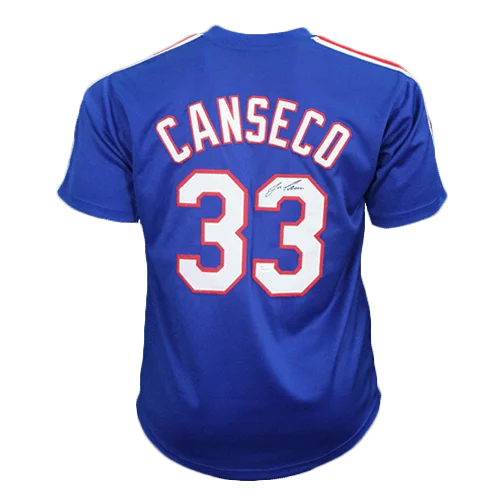 Jose Canseco Autographed Pro Style Texas Baseball Jersey Blue (JSA)