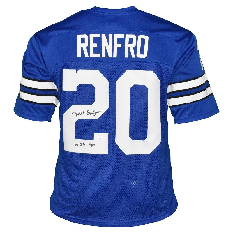 Mel Renfro Signed HOF 96 Inscription Dallas Royal Blue Football Jersey (JSA)