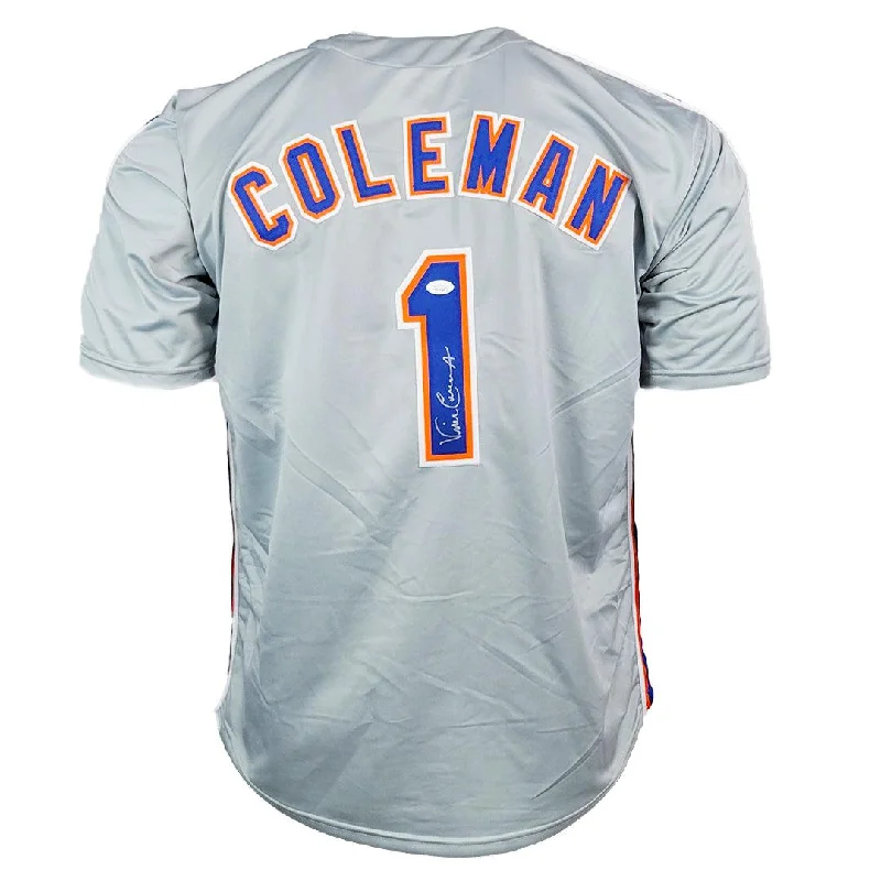 Vince Coleman Signed New York Grey Baseball Jersey (JSA)