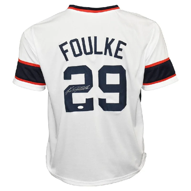 Keith Foulke Signed Chicago White Throwback Baseball Jersey (JSA)