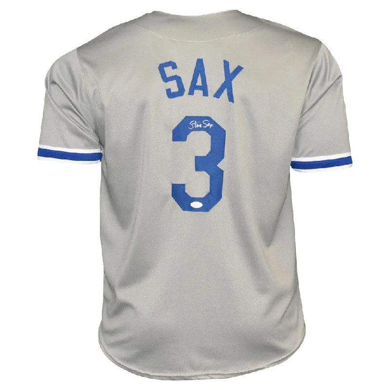 Steve Sax Signed Los Angeles Grey Baseball Jersey (JSA)