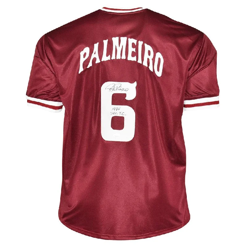 Rafael Palmeiro Signed 1984 SEC TC Inscription Mississippi State Red Baseball Jersey (JSA)