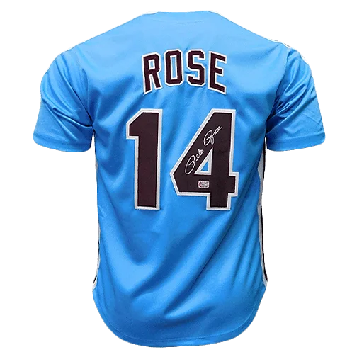 Pete Rose Signed Philadelphia Pro Style Baseball Jersey Blue (JSA)