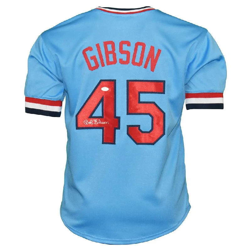 Bob Gibson Signed St Louis Light Blue Baseball Jersey (JSA)