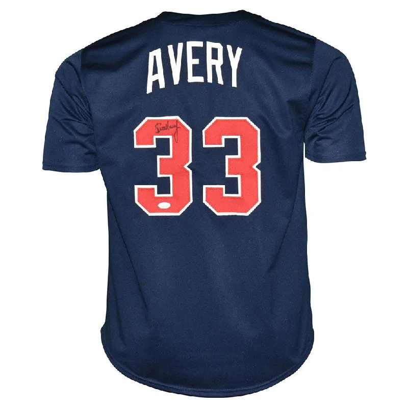 Steve Avery Signed Atlanta Navy Baseball Jersey (JSA)