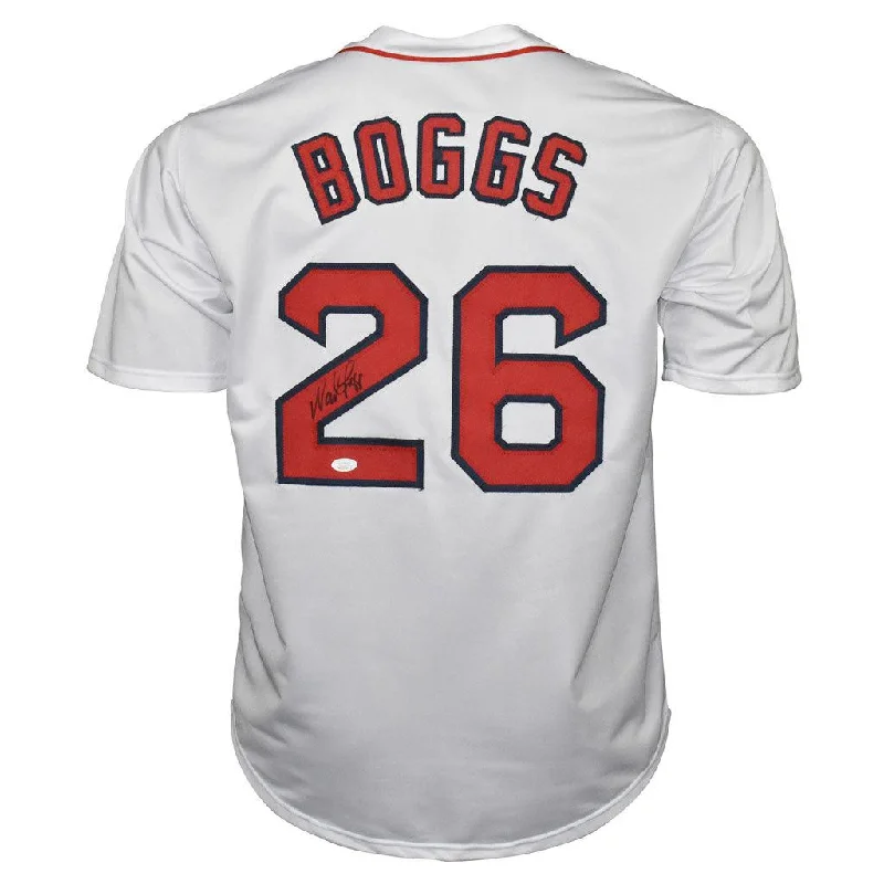 Wade Boggs Autographed Boston Baseball Jersey White (JSA)