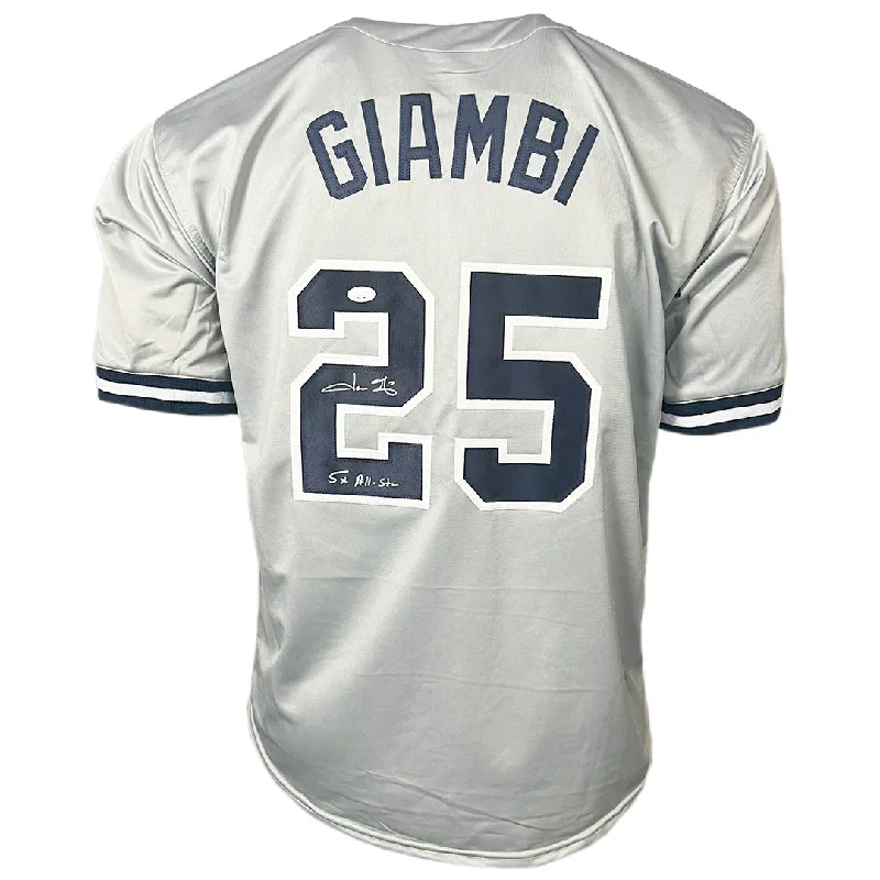 Jason Giambi Signed 5x All Star Inscription New York Grey Baseball Jersey (JSA)