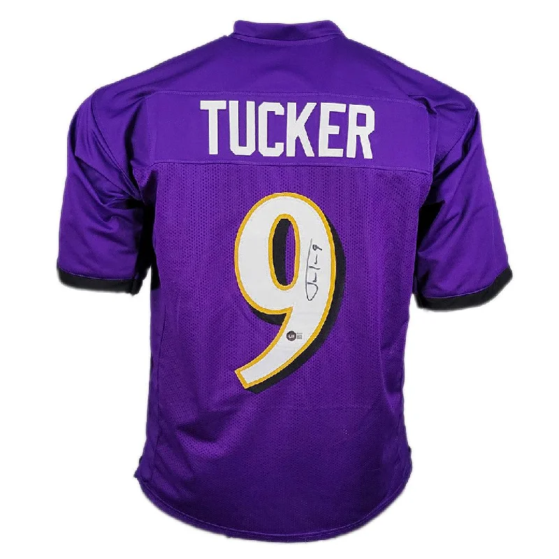 Justin Tucker Signed Pro-Edition Purple Football Jersey (Beckett)