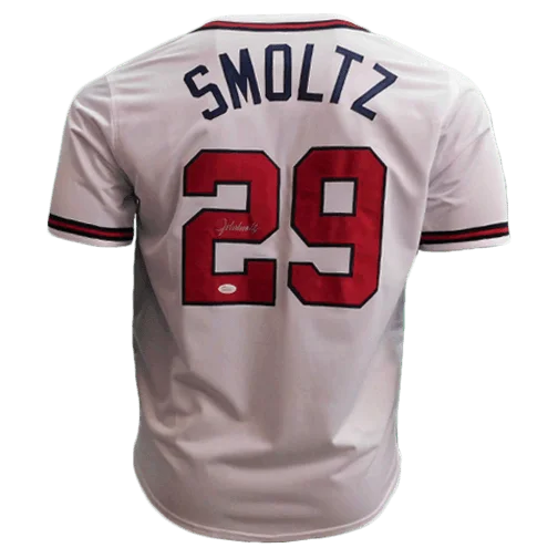 John Smoltz Signed Pro Edition Atlanta White Throwback Baseball Jersey (JSA)