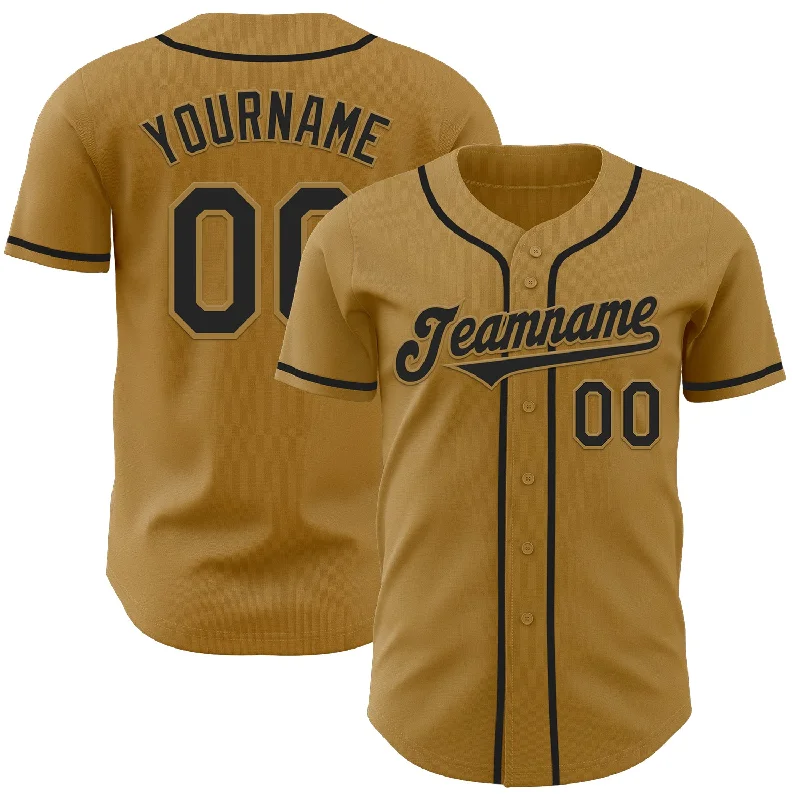 Custom Old Gold Black Authentic Baseball Jersey