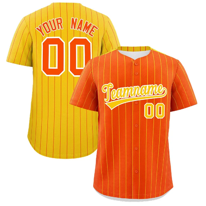 Custom Orange Gold Pinstripe Personalized Two-Tone Authentic Baseball Jersey