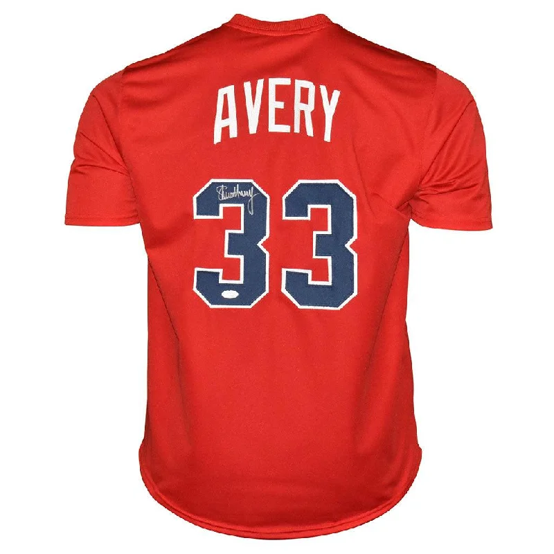 Steve Avery Signed Atlanta Red Baseball Jersey (JSA)