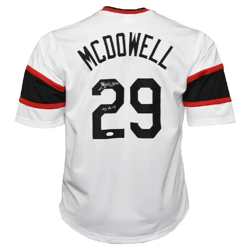 Jack McDowell Signed 93 AL CY Inscription Chicago White Throwback Baseball Jersey (JSA)