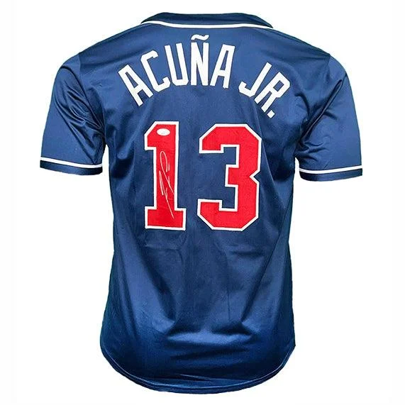 Ronald Acuna Jr Signed Atlanta Blue Baseball Jersey (JSA)