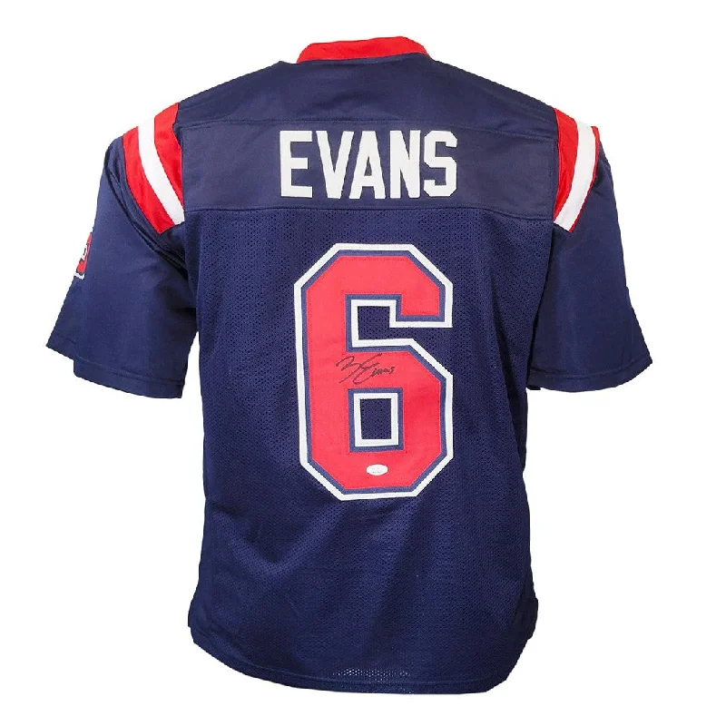 Zach Evans Signed Ole Miss College Navy Football Jersey (JSA)