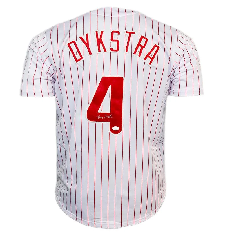 Lenny Dykstra Signed Philadelphia White Pinstripe Baseball Jersey (JSA)