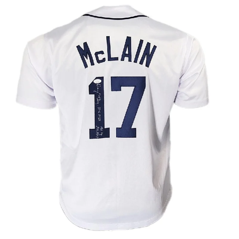 Denny McLain Signed Multiple Inscription Detroit White Baseball Jersey (JSA)