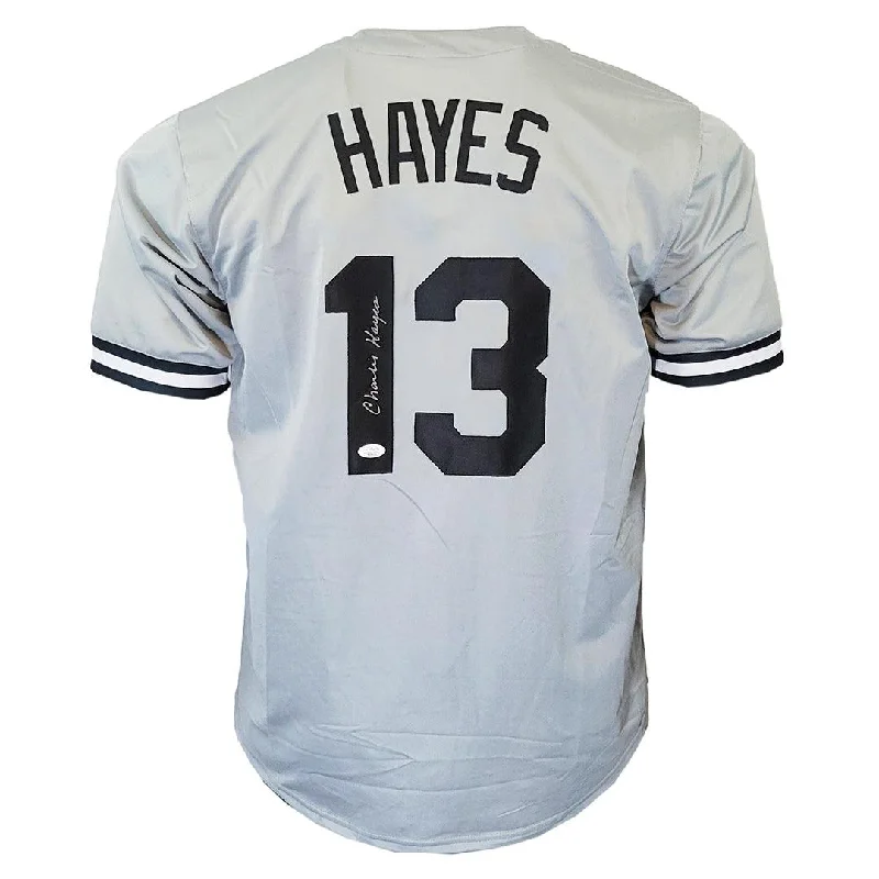 Charlie Hayes Signed New York Grey Baseball Jersey (JSA)