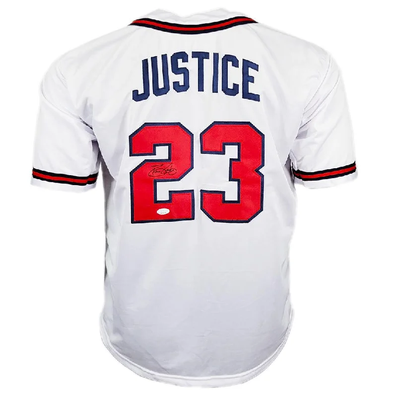 David Justice Signed Atlanta White Baseball Jersey (JSA)