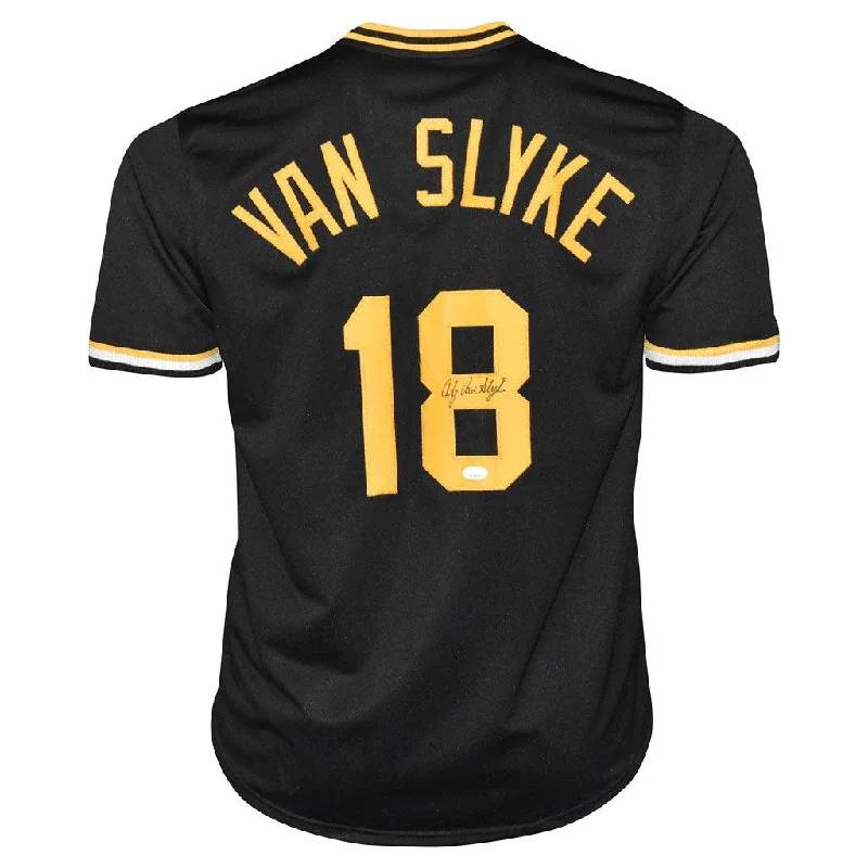 Andy Van Slyke Signed Pittsburgh Black Baseball Jersey (JSA)