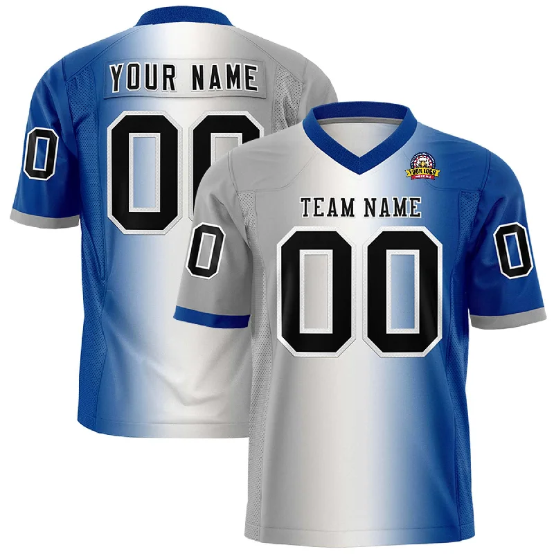 Custom Gray White-Royal Personalized Gradient Fashion Authentic Football Jersey