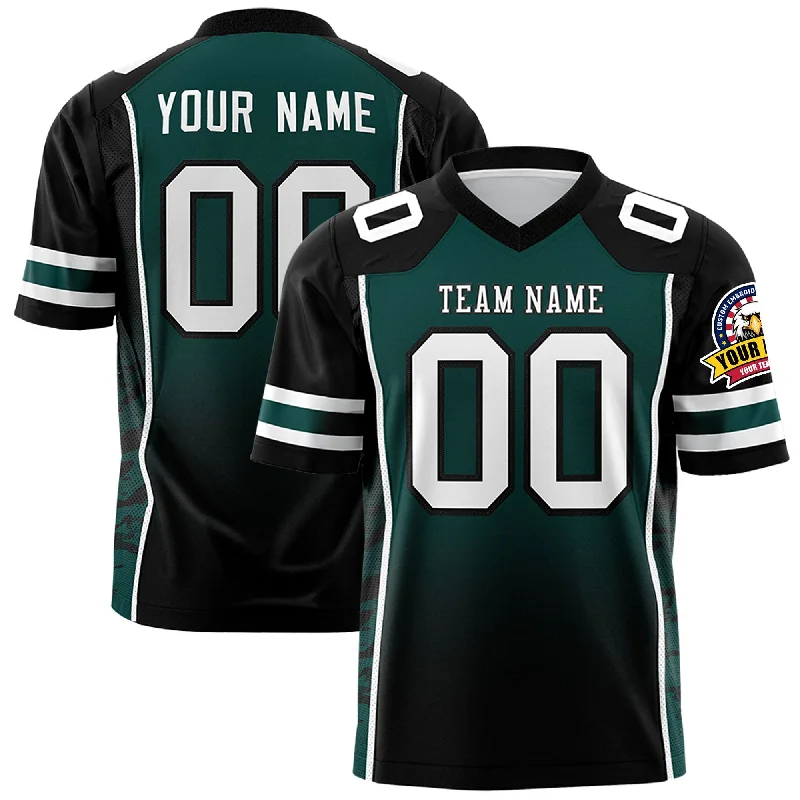 Custom Midnight Green Black Gradient Personalized Side Pattern Authentic Football Jersey