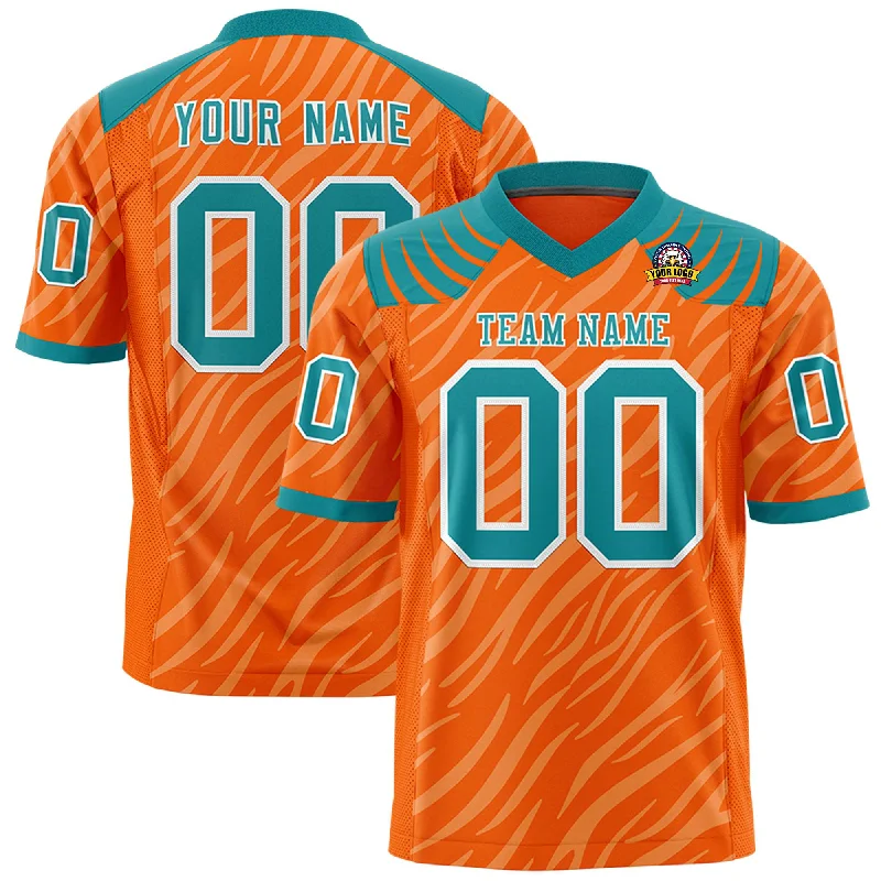 Custom Orange White Personalized Tiger Stripe Graffiti Pattern Authentic Football Jersey