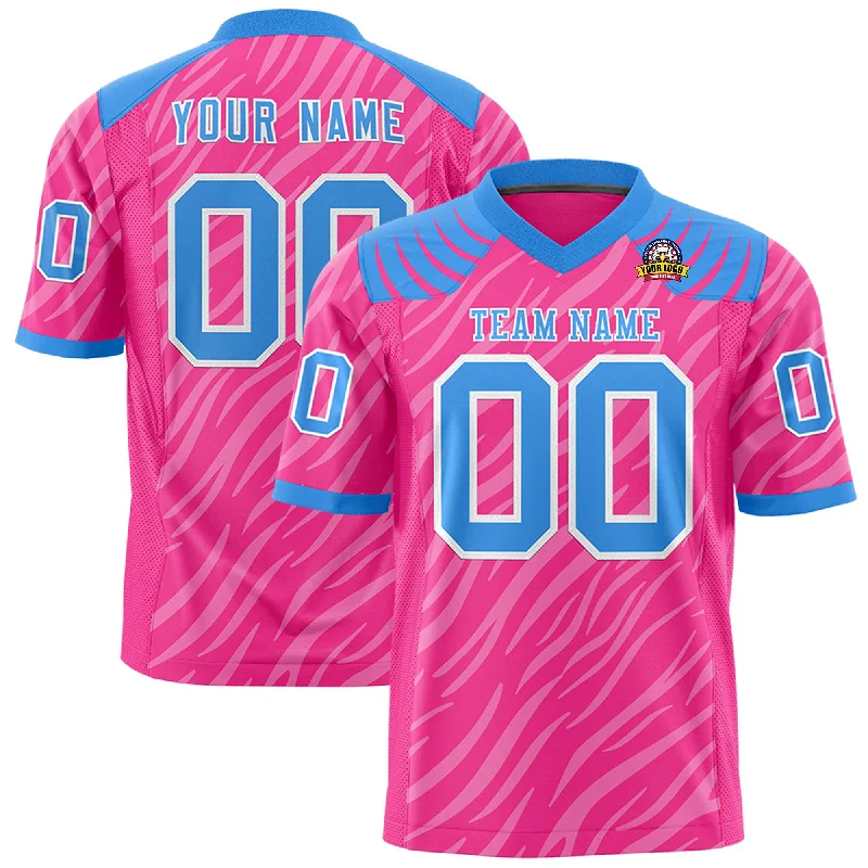 Custom Pink White Personalized Tiger Stripe Graffiti Pattern Authentic Football Jersey